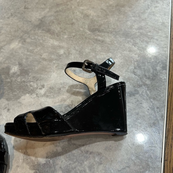Prada Patent Black Wedge Sandals - Picture 8 of 10